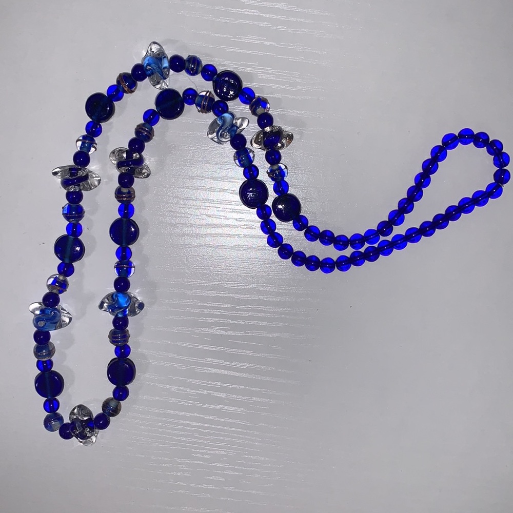 BLUE SEA-GLASS NECKLACE AND EARRINGS - Picture 4 of 8